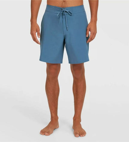 O'Neill men's solid blue 17-inch boardshorts with a sporty design, suitable for watersport activities and outdoor adventures.