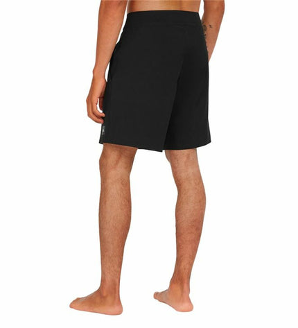 O'Neill men's black solid 17-inch boardshorts, sport and watersport swimwear, showing front view with waistband and length.