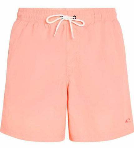 Pink coral O'Neill men's swim trunk, 16-inch inseam, designed for sports and outdoor watersport activities.