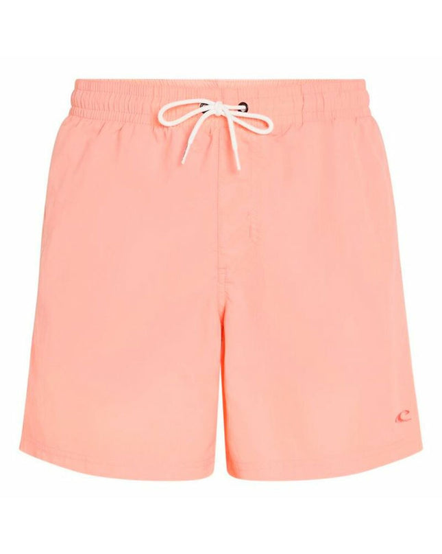 Pink coral O'Neill men's swim trunk, 16-inch inseam, designed for sports and outdoor watersport activities.