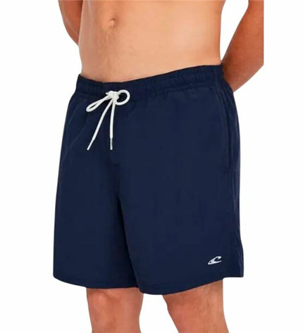 Dark blue O'Neill men's swim trunks with 16-inch inseam, suitable for sports and outdoor watersport activities.