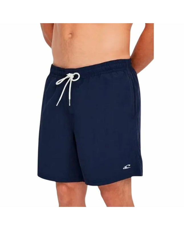 Dark blue O'Neill men's swim trunks with 16-inch inseam, suitable for sports and outdoor watersport activities.