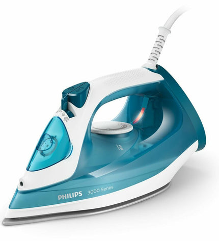 Philips DST3011/20 2100W steam iron with adjustable steam settings, shown on a white surface.