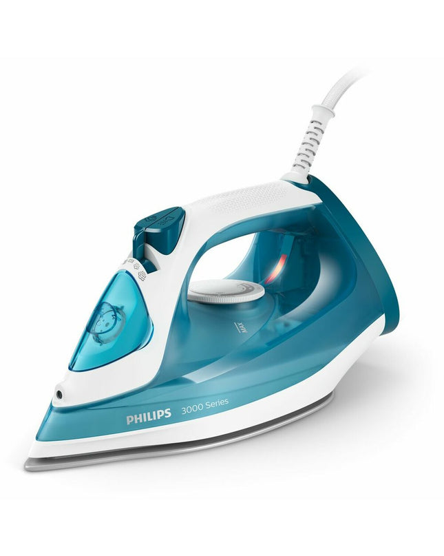 Philips DST3011/20 2100W steam iron with adjustable steam settings, shown on a white surface.