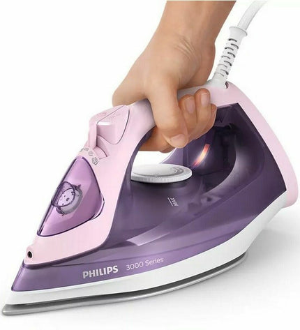 Philips DST3020/20 steam iron for home use, featuring a sleek design and adjustable steam control, on a white background.
