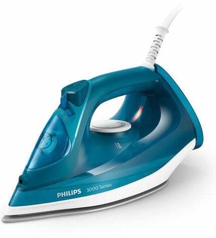 Philips DST3040/70 steam iron with 2400W power, shown with its sleek design and control panel for efficient ironing.