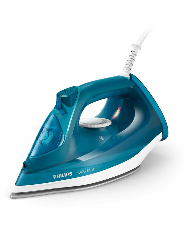 Philips DST3040/70 steam iron with 2400W power, shown with its sleek design and control panel for efficient ironing.