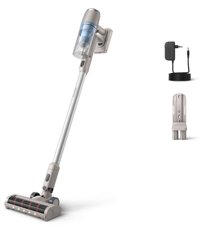 Philips Steelstofzuiger XC2011/01 with vacuum hose and attachments for home cleaning and floor maintenance.