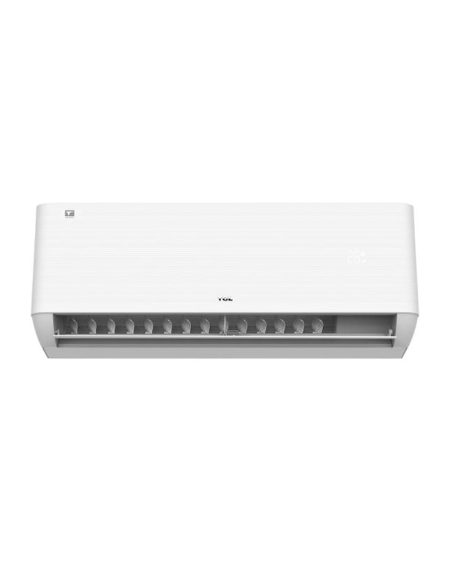 TCL portable air conditioner S12P8S0 with digital display and vents, designed for home cooling, in a modern room setting