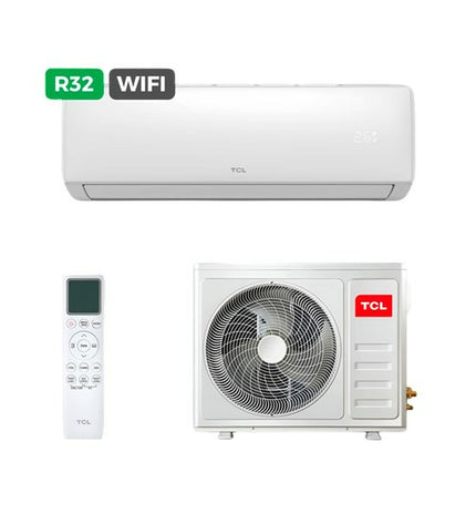TCL S24F2S2 portable air conditioner with digital display and vent, designed for home cooling, in a modern living room setting
