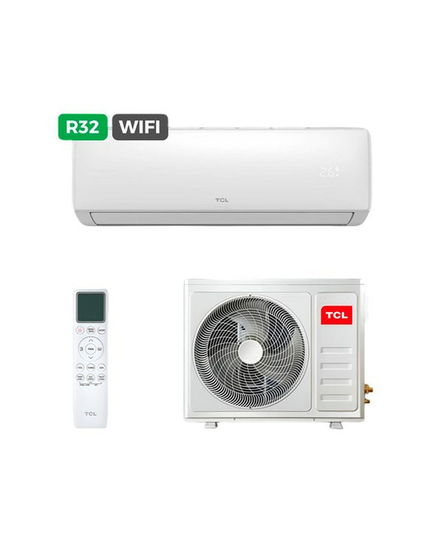 TCL S24F2S2 portable air conditioner with digital display and vent, designed for home cooling, in a modern living room setting