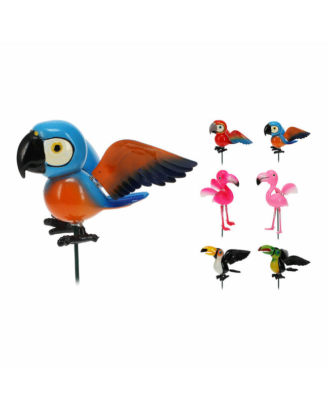 Decorative Progarden metal garden bird figure with flower pot, outdoor garden decor, 12.5 x 14 x 67 cm, outdoor decoration for garden.