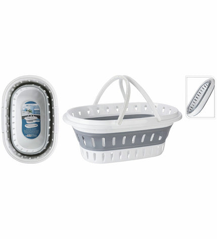Foldable laundry basket by Bathroom Solutions, 60x40x27 cm, with a collapsible design for bathroom storage and organization.