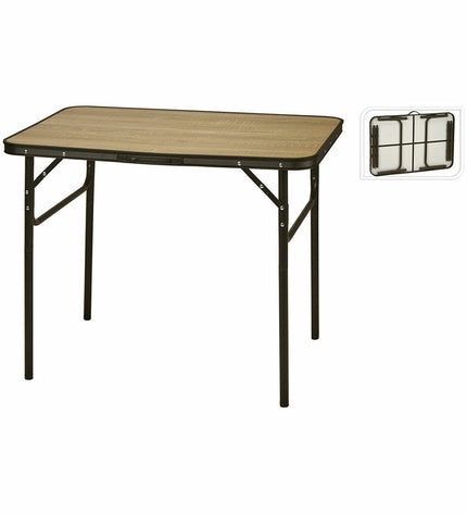 Lifetime Vouwtafel in bruin en zwart, 90x60x70 cm, suitable for outdoor camping and sports activities, with a sturdy foldable design.