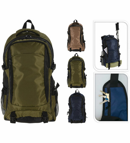 Redcliffs 40L foldable travel bag in red, suitable for outdoor, camping, and hiking activities, shown in a compact, open state.