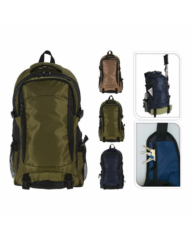Redcliffs 40L foldable travel bag in red, suitable for outdoor, camping, and hiking activities, shown in a compact, open state.