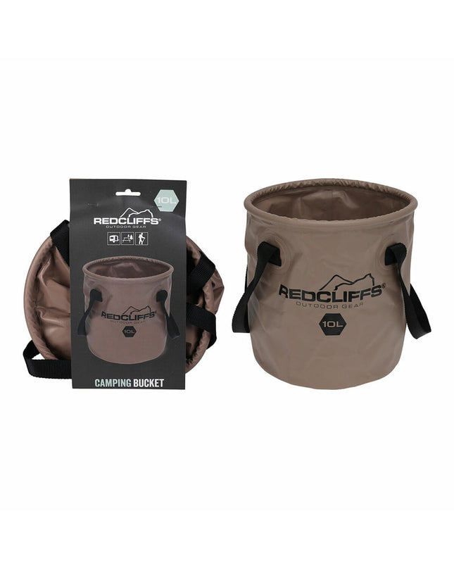 Lifetime Kubus Lifetime Bruin 10L camping and outdoor storage container, round 24cm diameter, brown plastic bucket.