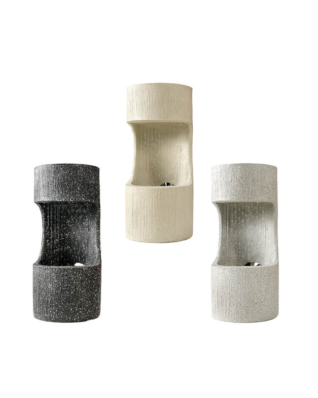 Lifetime Tuinfontein Waterbron cilindrische tuin waterfontein voor buiten, decoratief waterornament in natuurlijke stijl