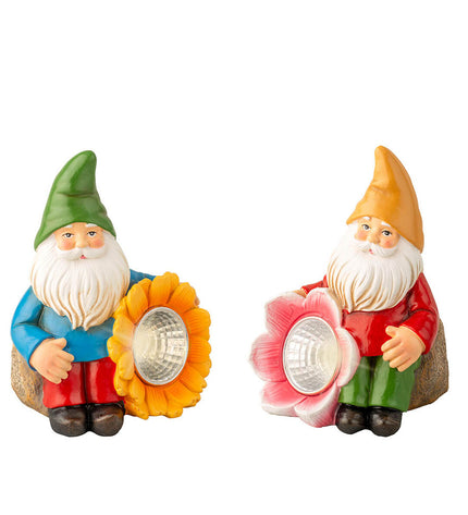 Lumineo Tuinkabouters outdoor garden decoration, 7.5 x 7 x 11 cm, colorful outdoor decor for garden or patio.