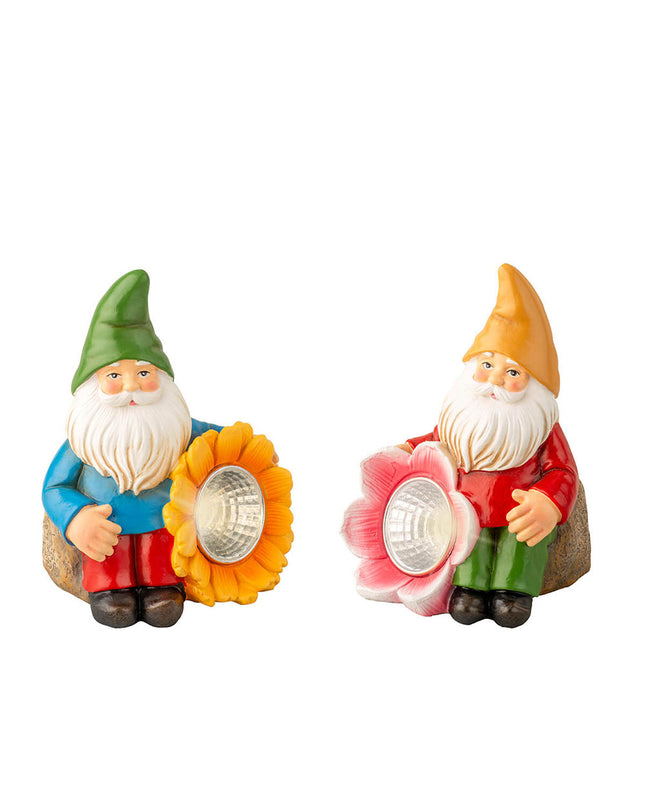 Lumineo Tuinkabouters outdoor garden decoration, 7.5 x 7 x 11 cm, colorful outdoor decor for garden or patio.