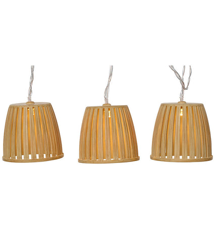 Lumineo LED-lichtkrans hout 4,5 m met 10 buitenlampen voor tuin decoratie, warm witte LED-verlichting in een natuurlijke setting