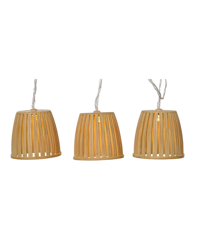 Lumineo LED-lichtkrans hout 4,5 m met 10 buitenlampen voor tuin decoratie, warm witte LED-verlichting in een natuurlijke setting