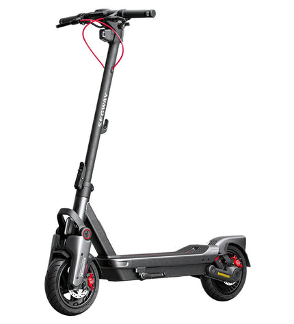 Segway electric scooter for urban mobility in sport and outdoor use, shown with details of its design and branding.