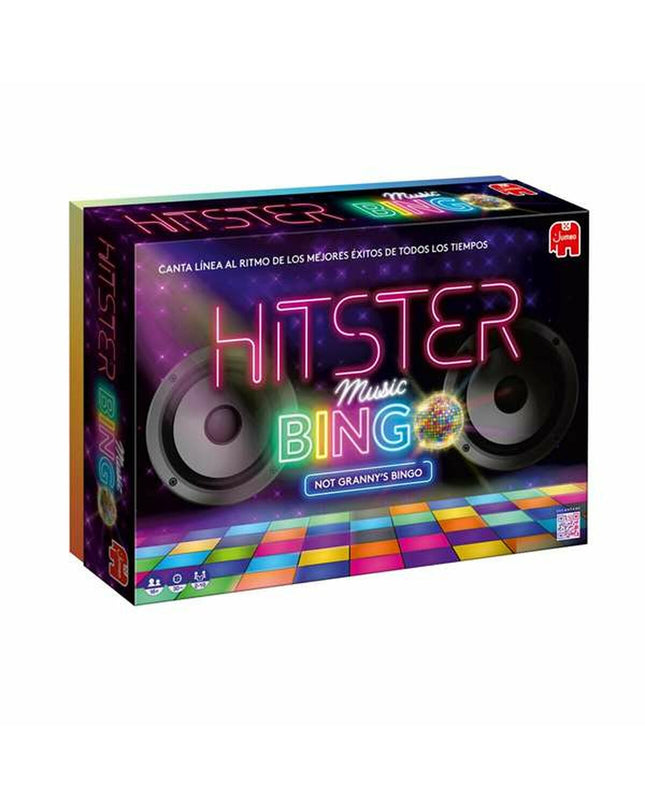 Diset Hitster Bingo game with colorful bingo cards and tokens, ideal for family fun and classroom activities.