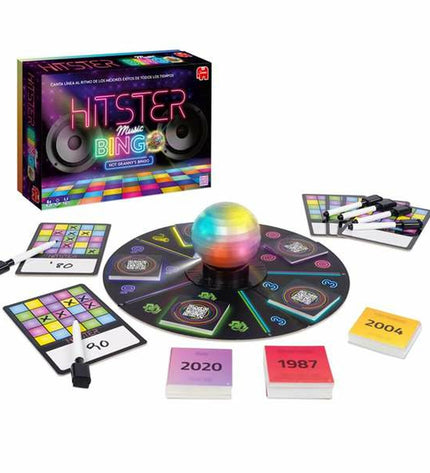 Diset Hitster Bingo toy game with colorful bingo cards and chips, perfect for fun family game nights.