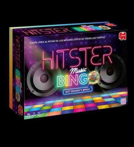 Diset Hitster Bingo game with colorful bingo cards and tokens, perfect for family fun and entertainment.