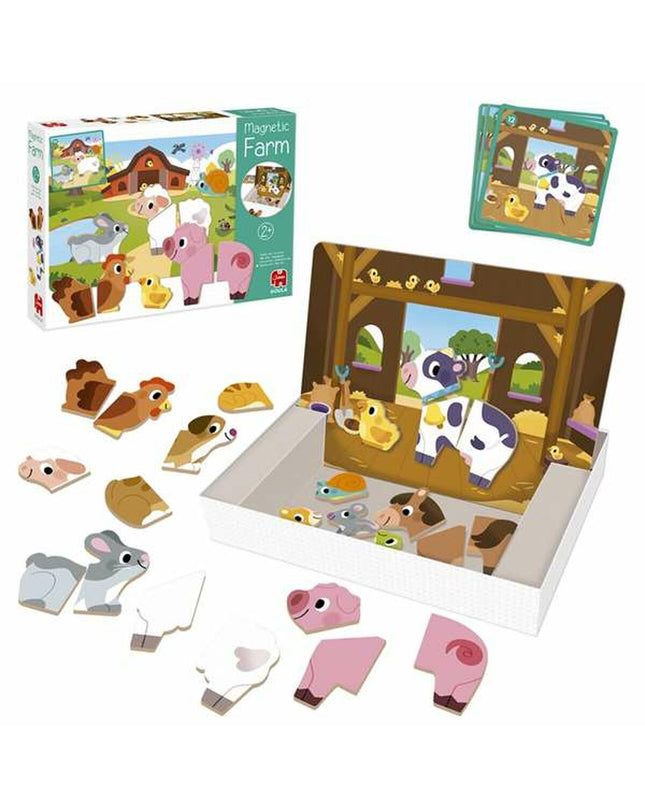 Goula magnetic spelling game with colorful cardboard letters and game board for educational play and learning.
