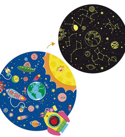 Goula XXL Space puzzle with 25 pieces, colorful toy puzzle for children, featuring a space-themed design and various puzzle pieces.