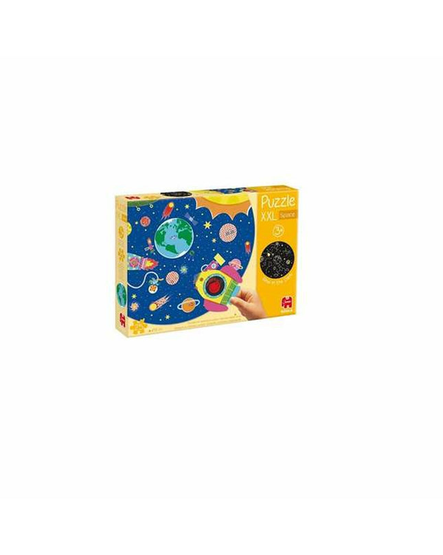 Goula XXL Space puzzle with 25 colorful interlocking pieces, designed for children to assemble and explore space themes.
