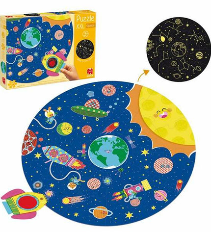 Goula XXL Space puzzle with 25 colorful pieces, designed for children's educational play and brain-teasing fun.
