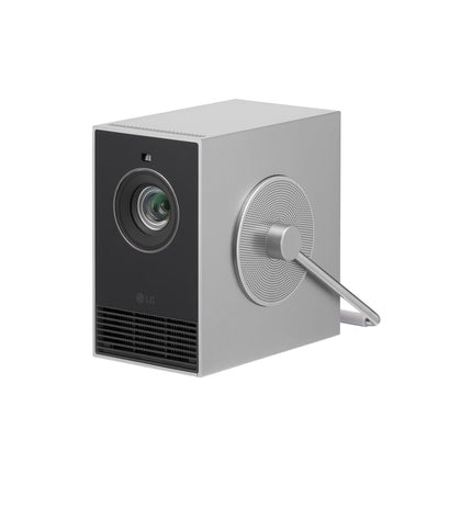 LG HU710PB full HD projector showing a bright home theater image with clear visuals and sleek design.