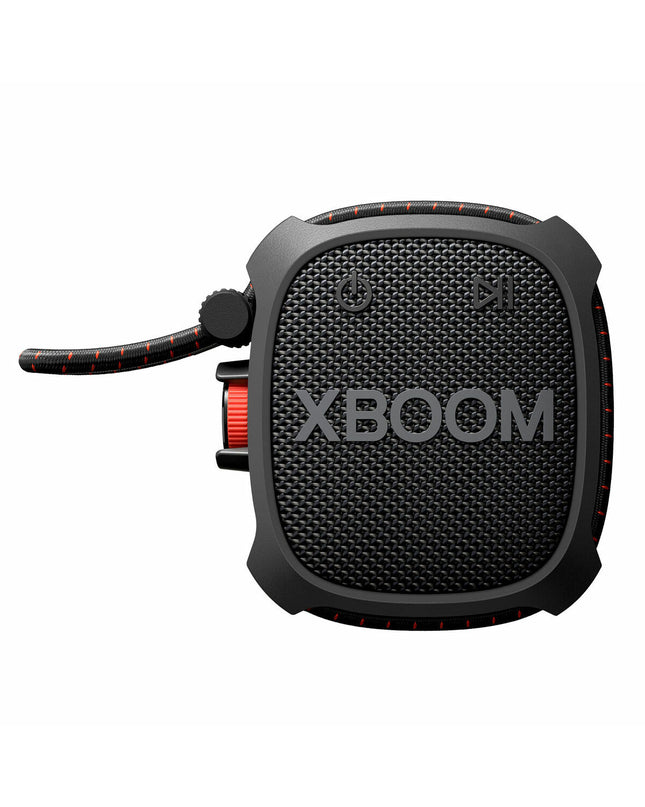 LG XG2TBK Bluetooth portable speaker in black with 5W audio output, compact design, and built-in controls.