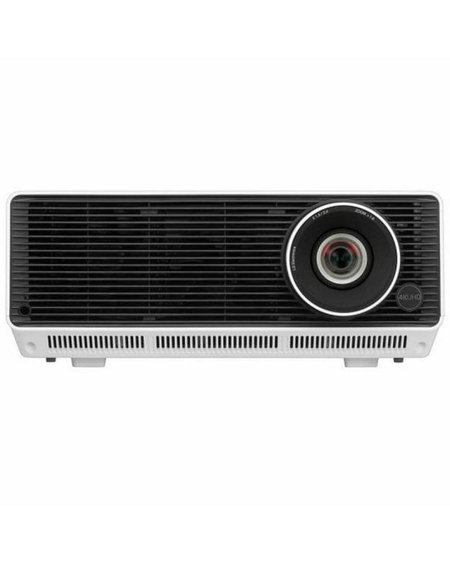 LG BU50RG Full HD projector with 5000 lumens, 3840x2160 resolution, shown displaying a vibrant home theater image.
