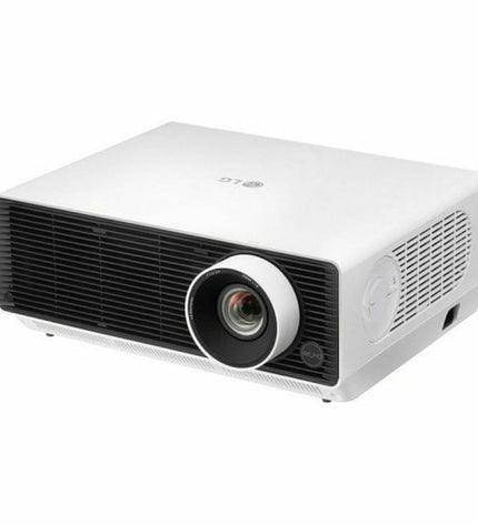 LG BU50RG Full HD projector displaying a bright, high-resolution image with 5000 lumens in a home theater setup.
