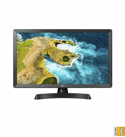 LG 24-inch HD LED smart TV with Wi-Fi, featuring a sleek black screen and slim design for home entertainment.