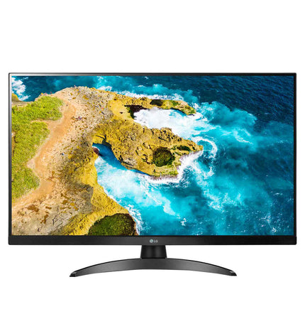 LG 27TQ615SPZ Full HD LED Smart TV showing a vibrant screen with a modern black frame, ideal for home entertainment.