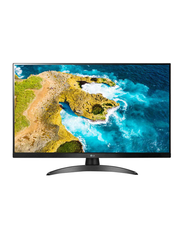 LG 27TQ615SPZ Full HD LED Smart TV showing a vibrant screen with a modern black frame, ideal for home entertainment.