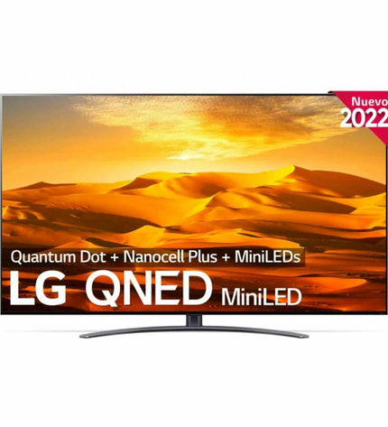 LG QNED916QE 86-inch 4K Ultra HD Smart TV with slim bezel and stand, perfect for home entertainment and home theater setups.