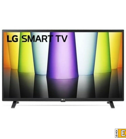 LG 32-inch HD LED Smart TV displaying a home screen, with a sleek black frame and WiFi connectivity for streaming.