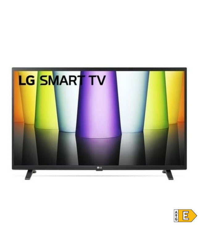 LG 32-inch HD LED Smart TV displaying a home screen, with a sleek black frame and WiFi connectivity for streaming.
