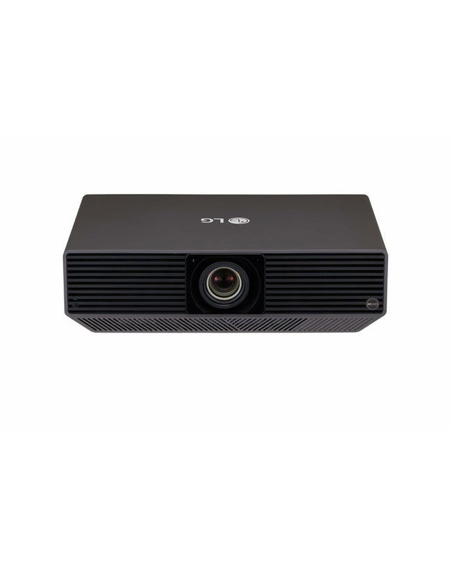 LG BU70QGA projector for home theater and electronics, showing front view with lens and control buttons.