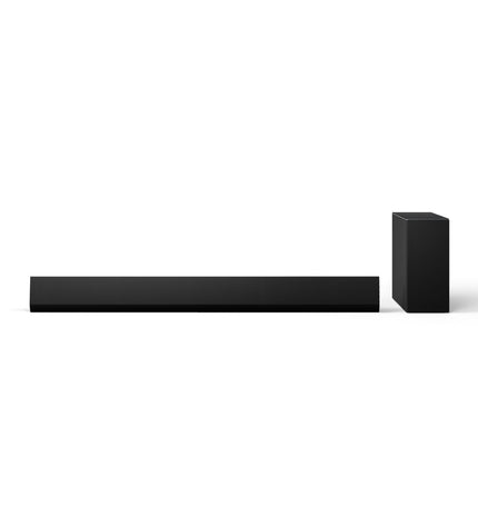 LG Soundbar SG10TY in black with 420W power, compact design, and audio controls, ideal for enhancing home entertainment systems.