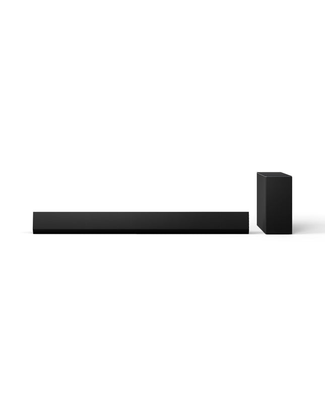 LG Soundbar SG10TY in black with 420W power, compact design, and audio controls, ideal for enhancing home entertainment systems.