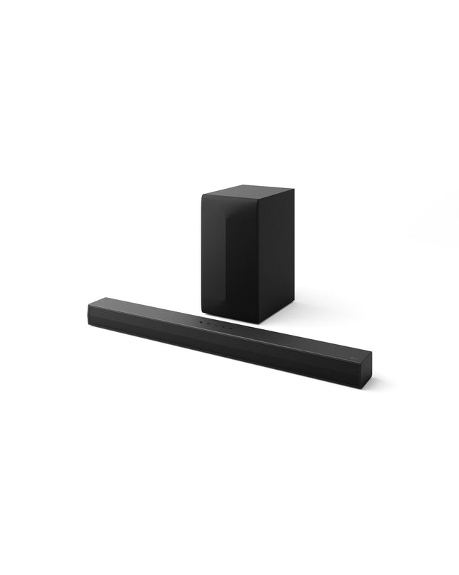 LG S60T soundbar in black with 120W output, sleek electronic audio device for immersive home entertainment.