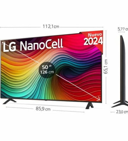 LG 50-inch NanoCell 4K Ultra HD Smart TV with slim bezel, displayed in a modern living room setting.