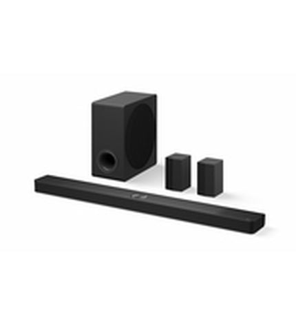 LG S90TR soundbar in black with 670W power, sleek electronic audio and hi-fi equipment for enhanced home theater sound.